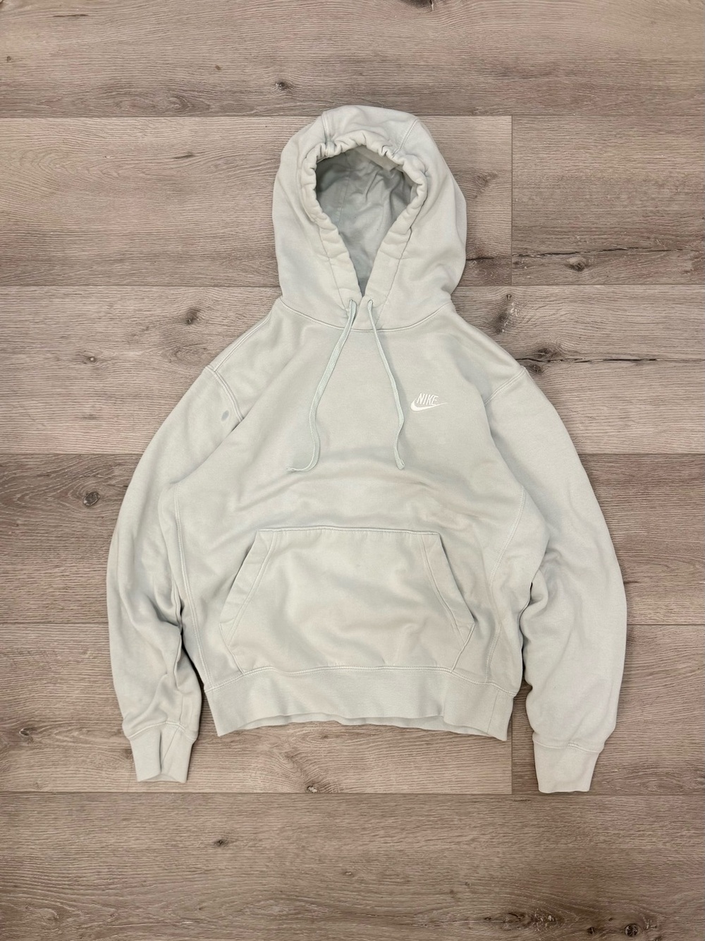 Nike Men's Pale Gray Pullover Hoodie with White Logo